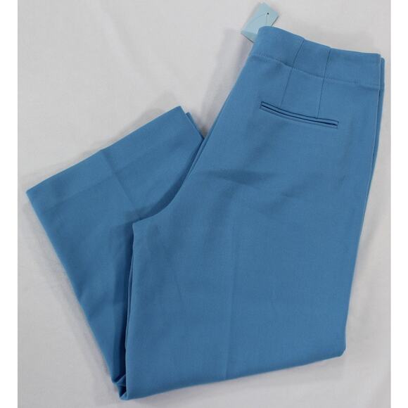 NWT Ann Taylor Petite 6P Wide Leg Crop Pants High Rise Blue Dress Trousers - Picture 2 of 12
